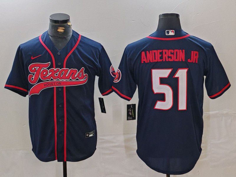 Men Houston Texans #51 Anderson Jr Blue Joint Name 2024 Nike Limited NFL Jersey style 3